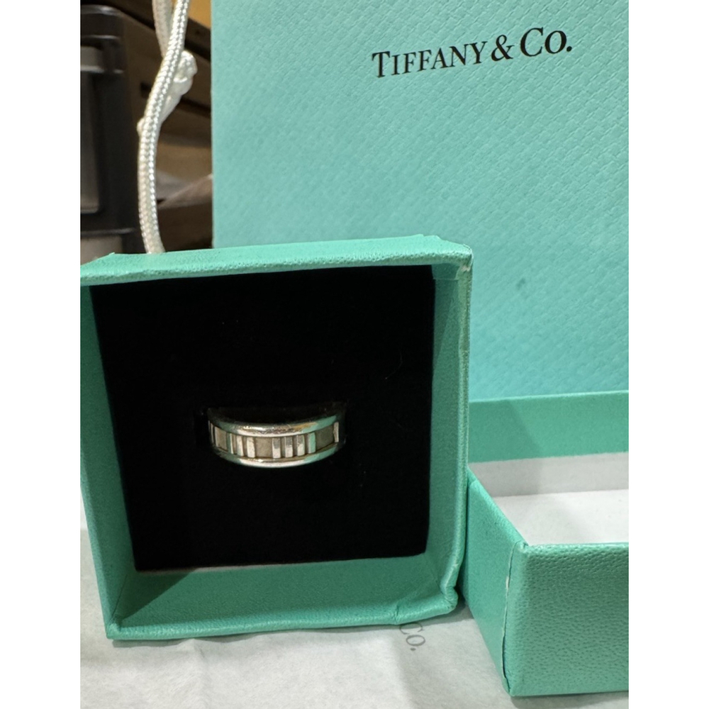 Tiffany & Co Atlas Wide Roman Numeral Ring Sterling Silver 925 1995